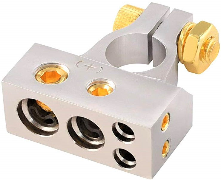 8 American Terminal ABTC300PN 0/2/4/6/8 AWG Single Positive & Negative Power Battery Terminal Connectors Chrome