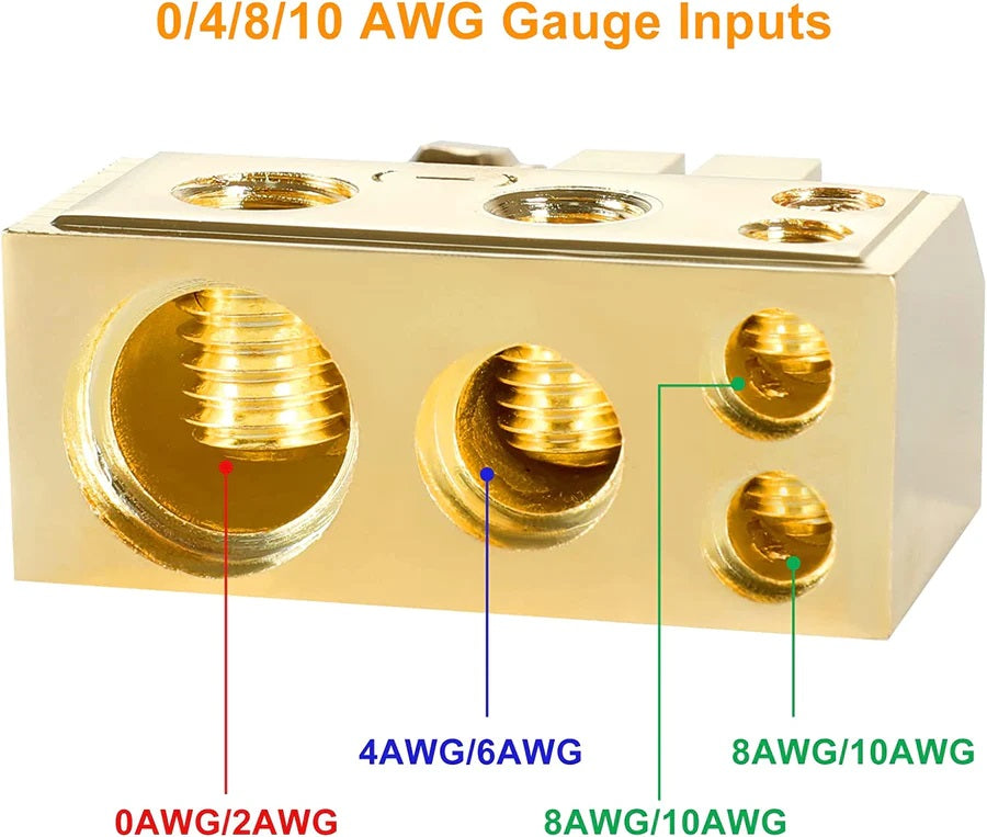 DC Sound DBTG300P 0/2/4/6/8 AWG Gold Single Positive Power Battery Terminal Connectors