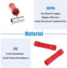 Load image into Gallery viewer, 500PCS 22-18 Gauge AWG Red insulated crimp terminals Crimping connectors