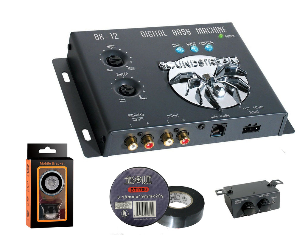 Soundstream BX-12 Digital Bass Reconstruction Processor with Remote + Free Absolute Electrical Tape+ Phone Holder