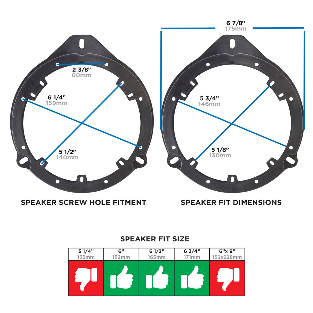 Metra 82-9101 Speaker Adapter 6 to 6 3/4in - Compatible Fits for AUDI A3 A4 2000-2010