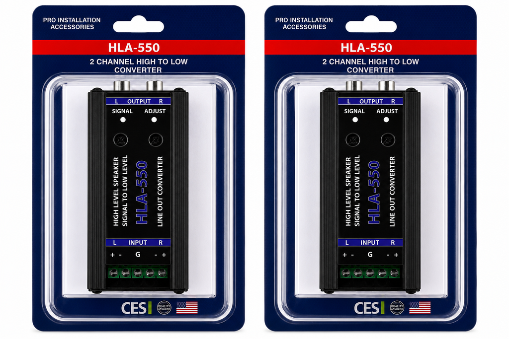 2 Absolute HLA550 2-Ch High-to-Low Line Output Converter Adjustable Speaker Level to RCA Converter