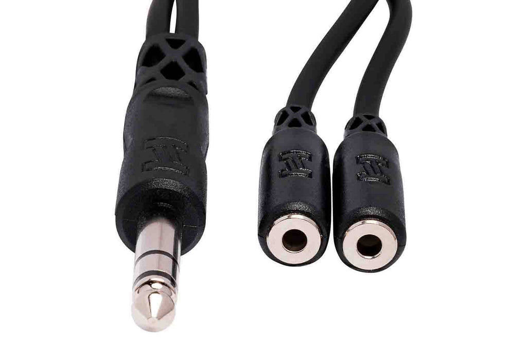 Hosa YMP-234 Y Cable, 1/4 in TRS to Dual 3.5 mm TRSF