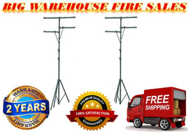 2 MR DJ LS-360 Heavy-Duty Portable DJ Light Stand w/ Two Fixture Arms & T-Bar