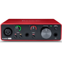 Load image into Gallery viewer, Focusrite Scarlett Solo 4rd Gen 2-In, 2-Out USB Audio Interface Bundle with Mic Stand + Pop Filter and XLR Cable