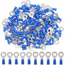 Load image into Gallery viewer, RTT8B Blue Ring Terminals 16 - 14 Gauge 100 Per Bag