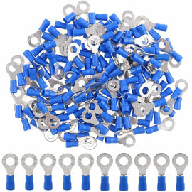 RTT8B Blue Ring Terminals 16 - 14 Gauge 100 Per Bag