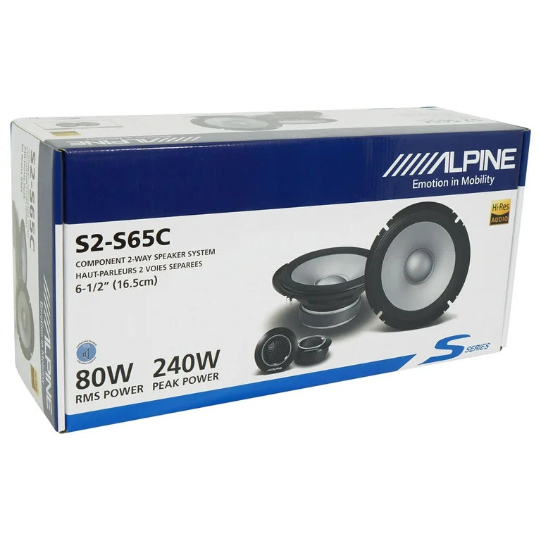 (2) Pairs ALPINE S2-S65C 240w 6.5" Car Audio Component Speakers w/1 Tweeters