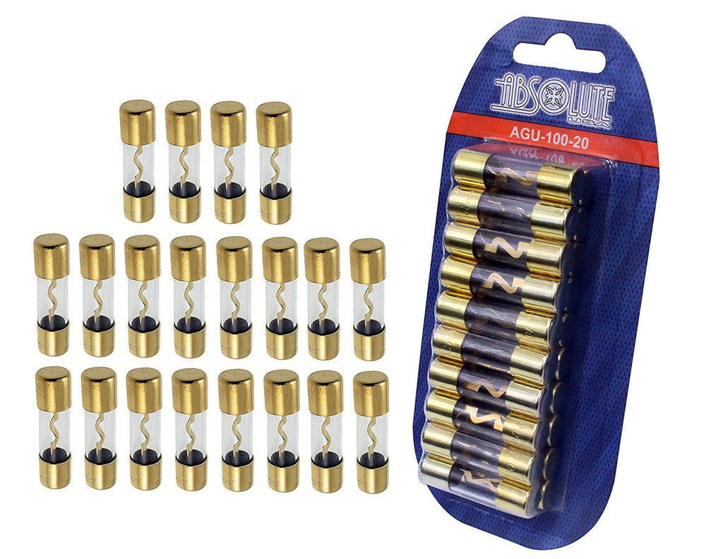 Absolute AGU100-20 AGU Gold Standard Glass Fuses 100 Amp 12 Volts Car Stereo Access