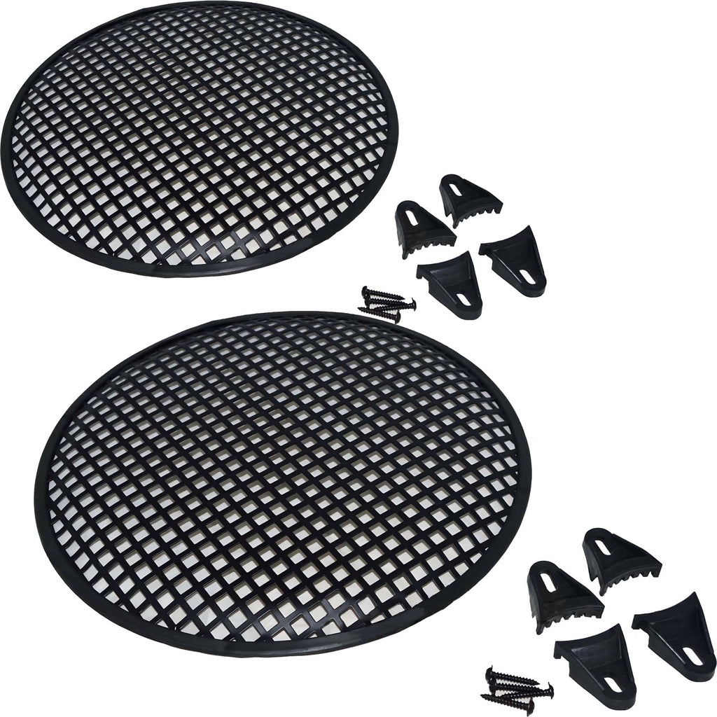 12" Steel Speaker Subwoofer Sub Waffle Mesh Grill Cover w/ Clips & Screws (pair)