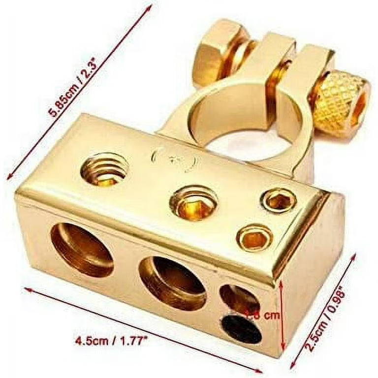 Absolute BTG300P 1 AWG/1x4 AWG/2x8 AWG Output Positive Gold Battery Terminal