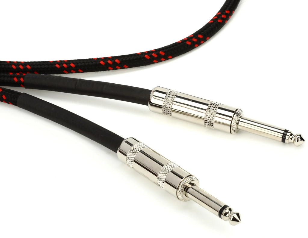 Hosa 3GT-18C5 Cloth Guitar Cable, Straight to Same, 18 ft, Black/Red