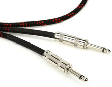 Load image into Gallery viewer, Hosa 3GT-18C5 Cloth Guitar Cable, Straight to Same, 18 ft, Black/Red