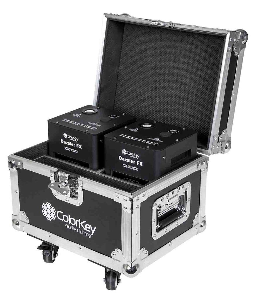 Colorkey CKU-7702 Cold Spark Machine Bundle 2 Dazzlers with Road Case - Black