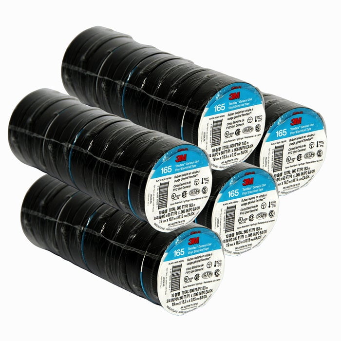 100 3M 1700 165 Temflex Insulated Vinyl Black Electrical Tape 3/4" x 60' FT