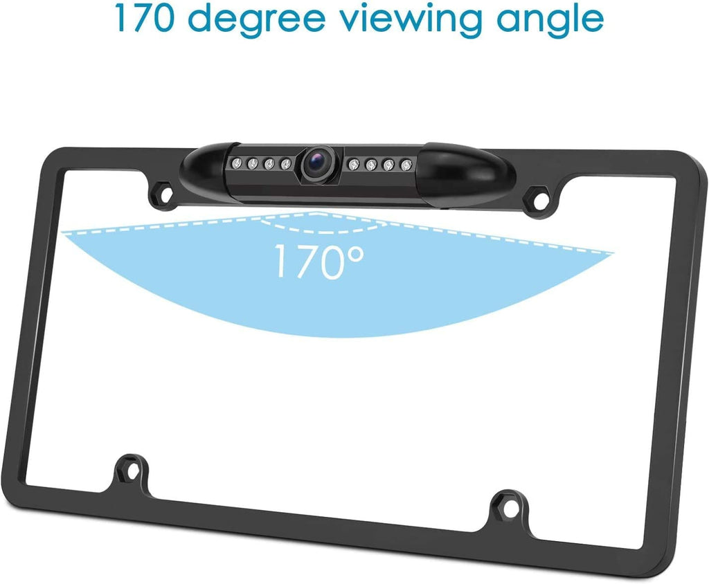 Absolute CAM1500B Universal License Plate Frame with Built in CMOS Waterproof IR Camera (Black)