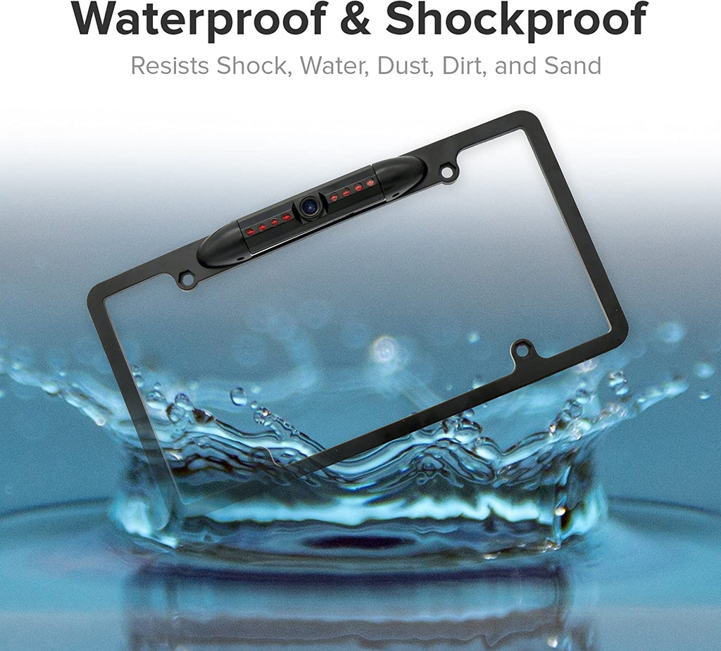 Absolute CAM1500B Universal License Plate Frame with Built in CMOS Waterproof IR Camera (Black)