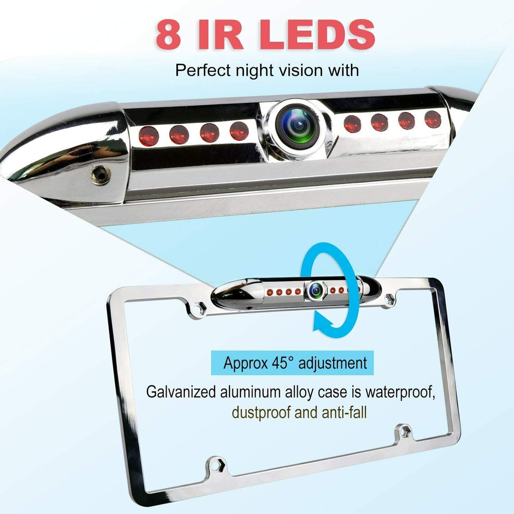 US Car License Plate Frame Backup Rear View Camera Night Vision Parking 8IR CMOS