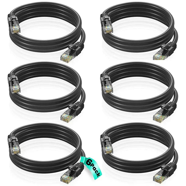 6 Cat6a Ethernet Network Patch Cable RJ45 23AWG 600Mh Solid Copper Wire 3' Black