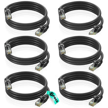 Load image into Gallery viewer, 6 Cat6a Ethernet Network Patch Cable RJ45 23AWG 600Mh Solid Copper Wire 3' Black