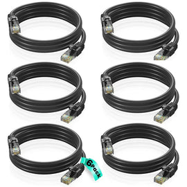 6 Cat6a Ethernet Network Patch Cable RJ45 23AWG 600Mh Solid Copper Wire 3' Black