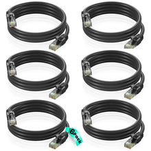Load image into Gallery viewer, 6 Patron Cat6a Ethernet Network Patch Cable RJ45 23AWG 600M Solid Copper Wire 3' Black