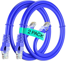 Load image into Gallery viewer, 2 American Terminal EPC3100L 100' Cat6a Ethernet Network Patch Cable RJ45 23AWG 600Mhz Solid Copper Wire 3' Blue