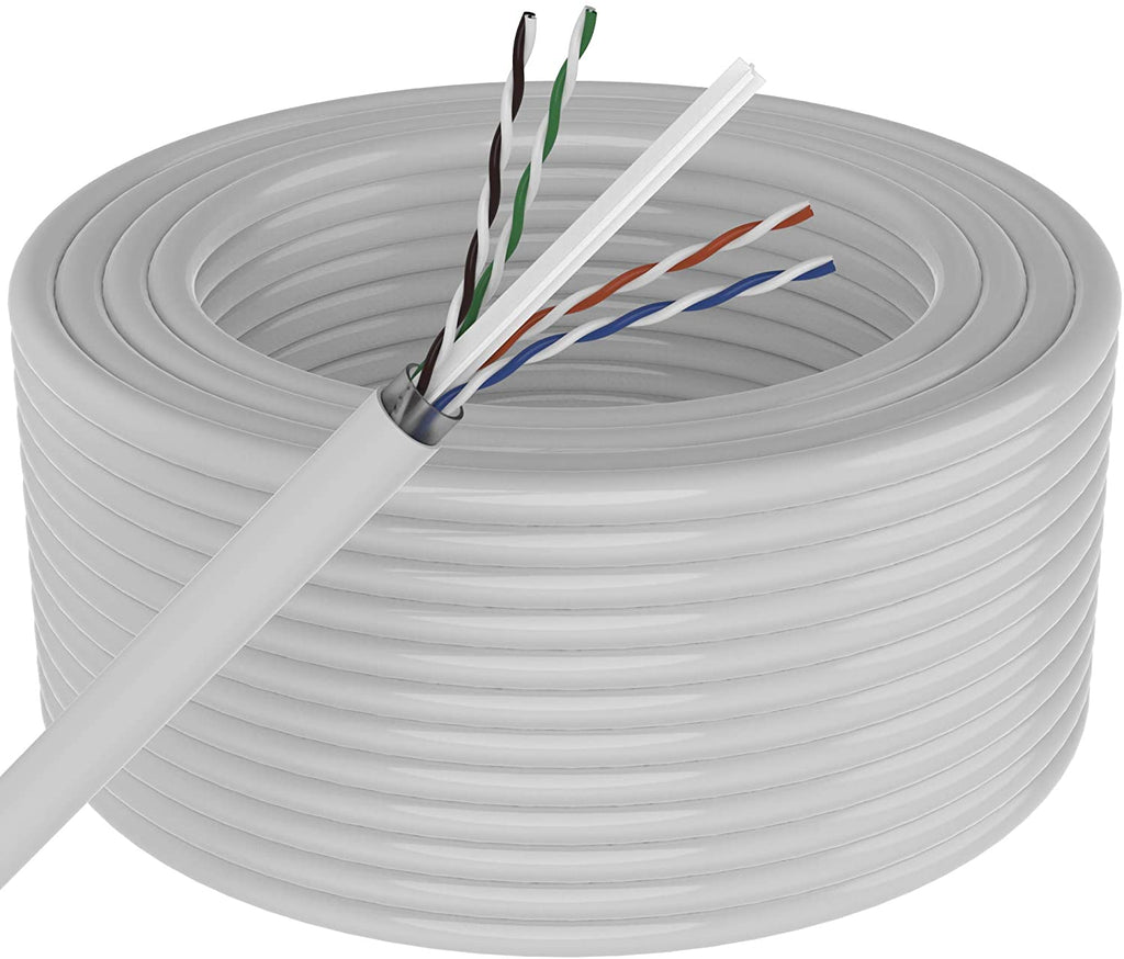 500' Cat6 Ethernet White Bulk Network Cable 23AWG 600Mhz UL Bare Solid Copper Wire UTP 500' White