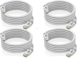 4 Cat6a Ethernet Network Patch Cable RJ45 23AWG 600Mh Solid Copper Wire 3' White