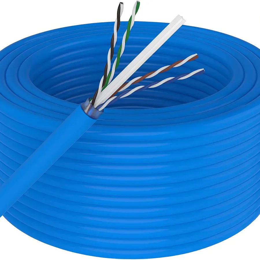 AT Cat6 Ethernet Cable 23AWG 600Mhz UL Bare Solid Copper Wire UTP 500' Blue
