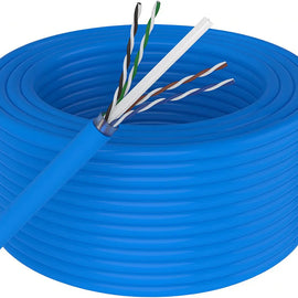 Patron 500' Cat6 Ethernet Blue Bulk Network Cable 23AWG 600Mhz UL Bare Solid Copper Wire UTP 500' Blue