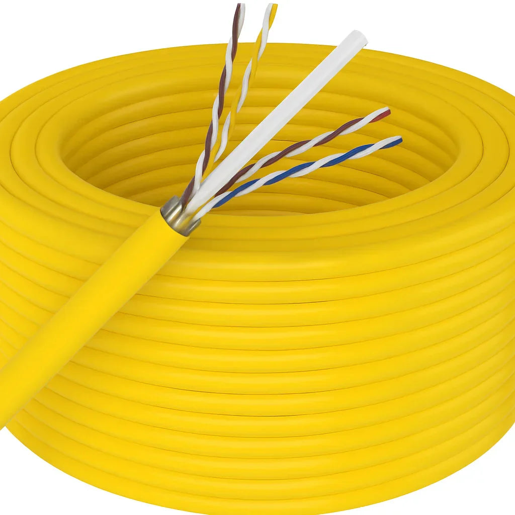 Cat6 Ethernet Cable 23AWG 600Mhz UL Bare Solid Copper Wire UTP 1000' Yellow