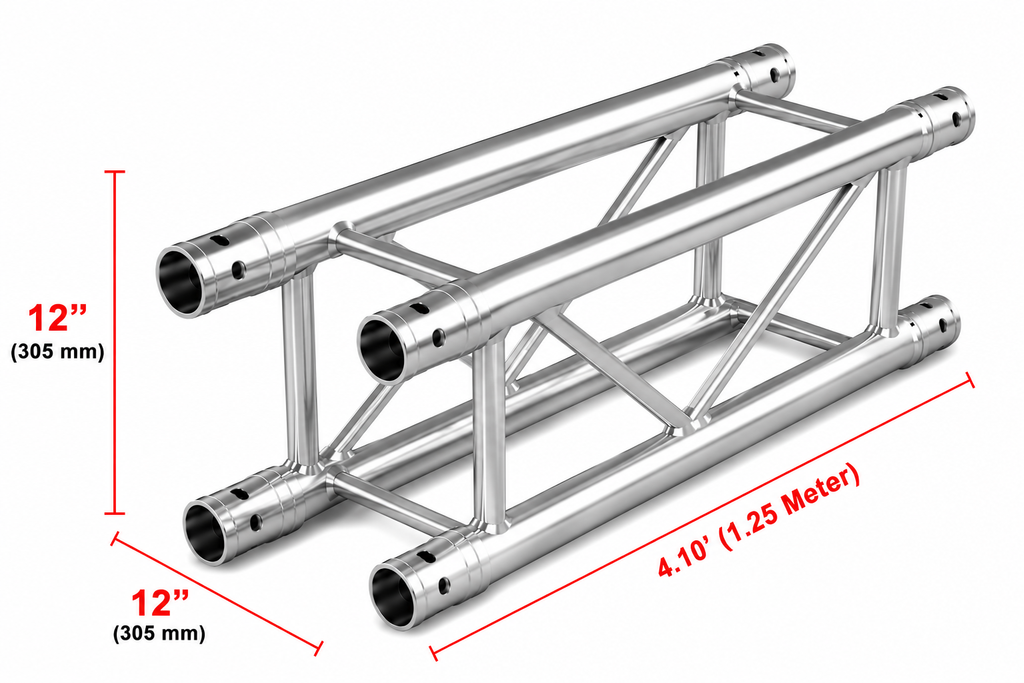 MR DJ MDTSQ410 4.10FT (1.25 Meter) Universal 12" Square Aluminum Box Truss Segment