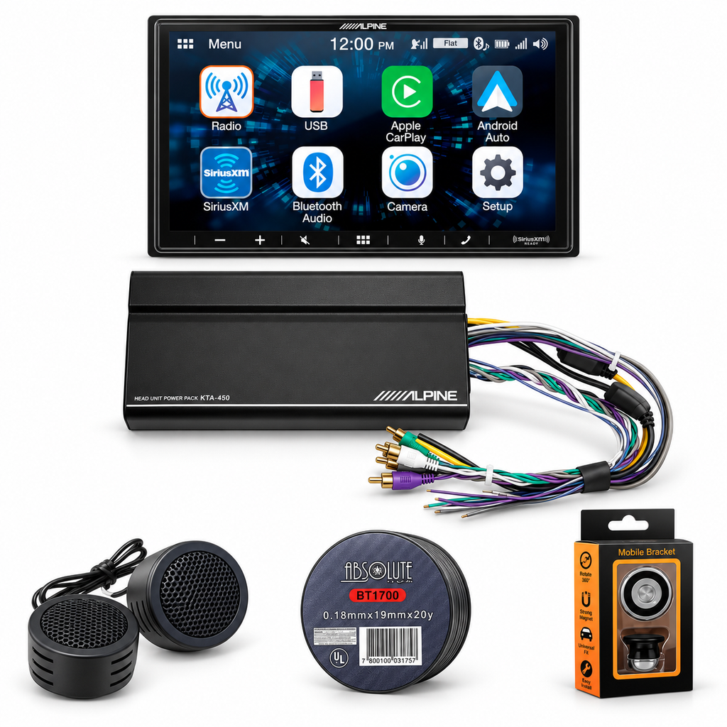 Alpine iLX-W670 7" Bluetooth Carplay +KTA-450 Power Pack + Accessory Bundle