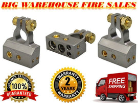 Absolute 2/ 4 / 8 Gauge AWG Car Battery Terminal Chrome Positive & Negative Set