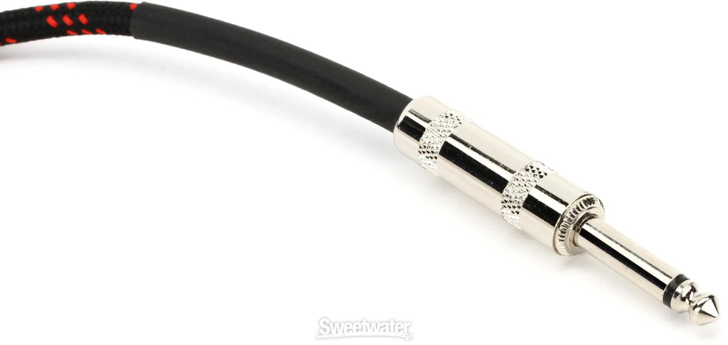 Hosa 3GT-18C5 Cloth Guitar Cable, Straight to Same, 18 ft, Black/Red