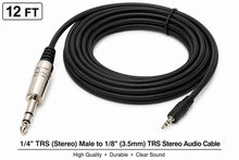 Load image into Gallery viewer, MR DJ CEQS12 12 ft 1/4" TRS (Stereo) Male to 1/8" (3.5mm) TRS Stereo Audio Cable