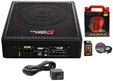 Charger l&#39;image dans la galerie, Cerwin Vega VPAS12-12 Shallow Mount Sealed Powered 600W Subwoofer Enclosure + 8 Gauge Amp Kit Bundle