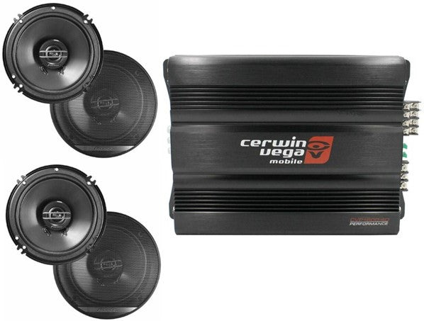 Cerwin Vega CVP1600.4D 1600W 4-Ch + 2 Pioneer TS-G1620 6.5" Speaker + Mobile Bracket & Tape