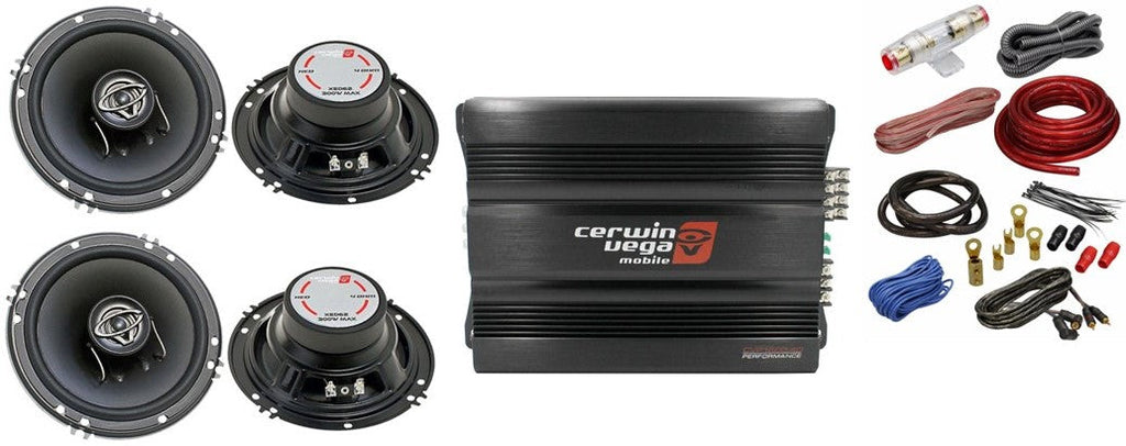 Cerwin Vega CVP1600.4D 4-Ch + 2 XED-62 6.5" Speaker + AMP Kit + Mobile Bracket & Tape