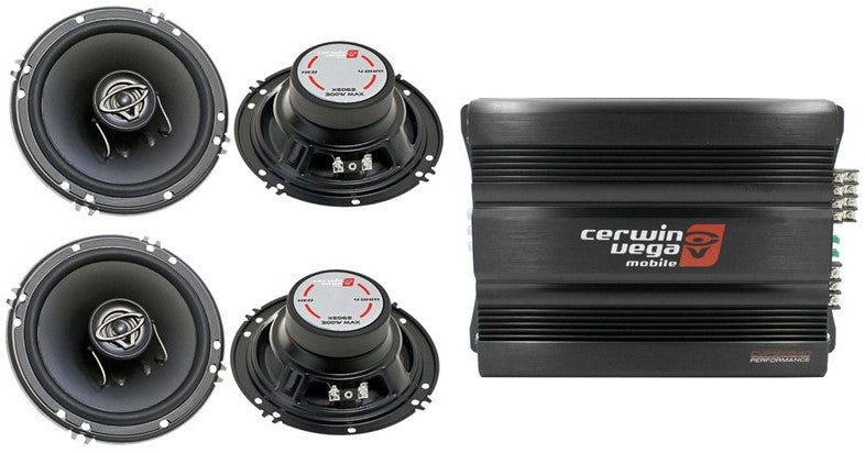 Cerwin Vega CVP1600.4D 1600W 4-Ch + 2 XED-62 6.5" Speaker + 4G AMP Kit