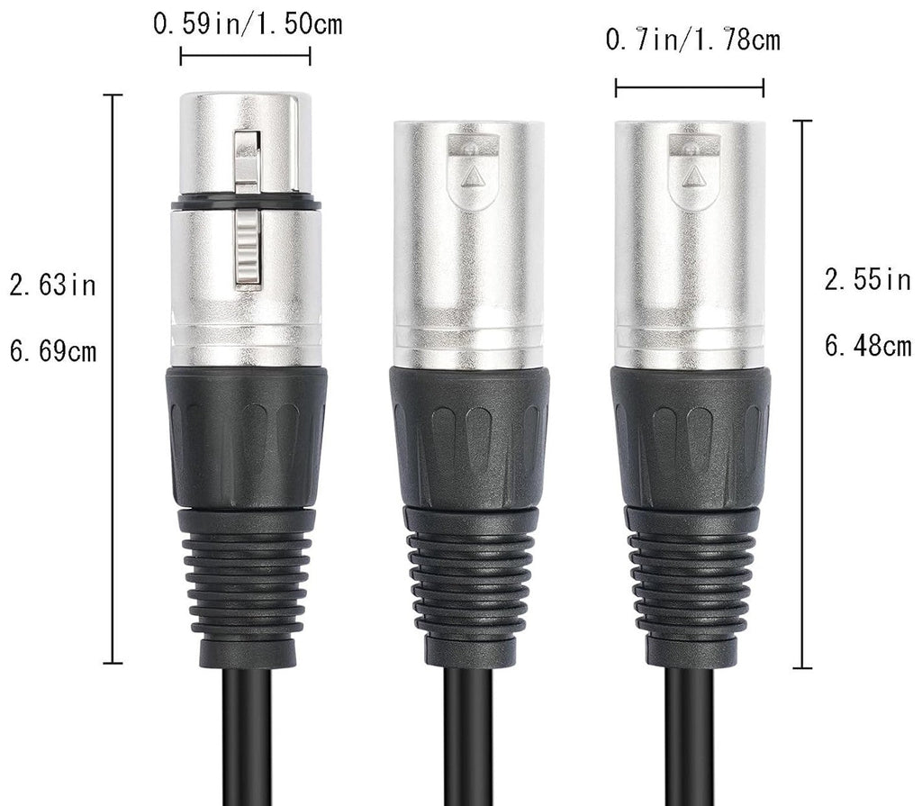 MR DJ CXFDXM12 12FT Single XLR Female to Dual XLR Male Microphone Splitter Cable