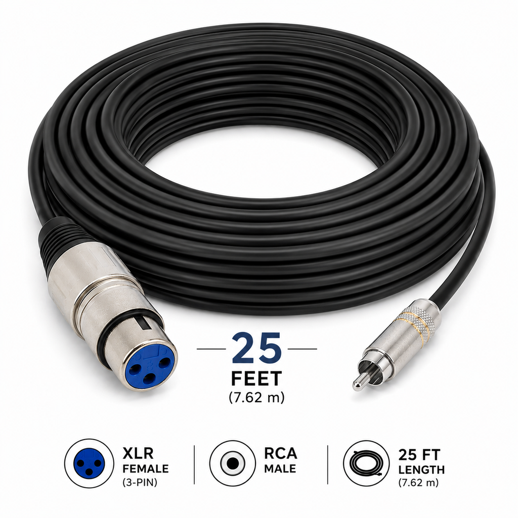 MR DJ CXFR25 25-Foot XLR Female to RCA Male Professional Audio Cable