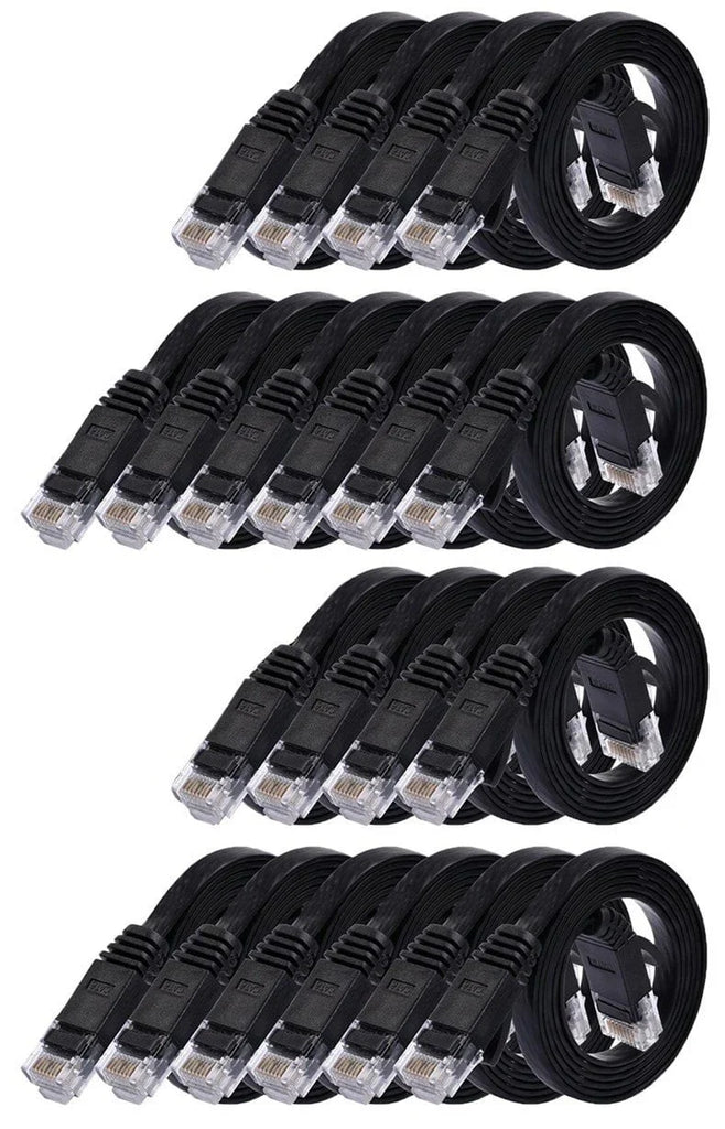 20 Cat6a Ethernet Network Patch Cable RJ45 23AWG 600M Solid Copper Wire 3' Black