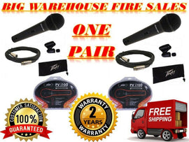 2 Peavey PVI100XLR Wired Dynamic Cardioid Vocal Microphone+Case+Mic Clip + Cable
