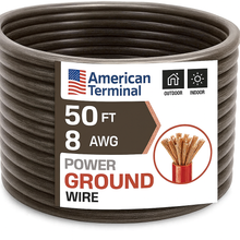 Charger l'image dans la galerie, American Terminal ATP8G50BK 8GA 50' Black Power Ground Wire Car Audio Amplifier Marine Cable