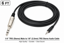 Charger l'image dans la galerie, 2 MR DJ CEQS6 6 ft 1/4" TRS (Stereo) Male to 1/8" (3.5mm) TRS Stereo Audio Cable