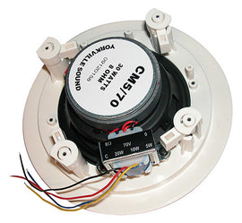 Yorkville Sound CM5/70, Ceiling Mount 5 Inch Speaker 30W with Metal Grill Mounting Hardware 70 Volt - White