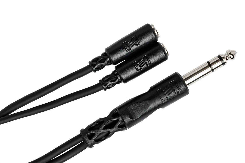 Hosa YMP-234 Y Cable, 1/4 in TRS to Dual 3.5 mm TRSF