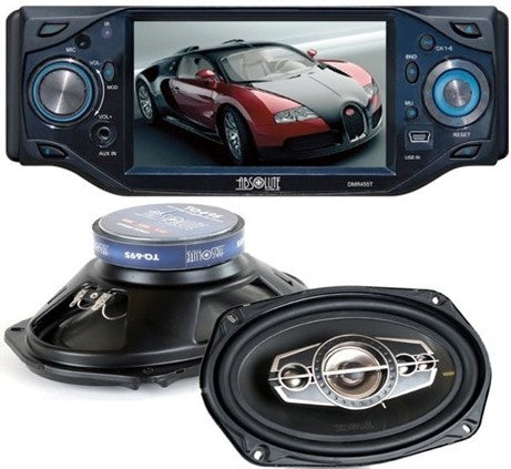 Absolute DMR-455 4.5" DVD/CD/MP3 Motorized 4 x 80W + 6x9" Speaker +Box